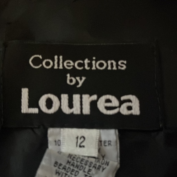 COLLECTIONS BY LOUREA BLACK TAFFETA PEARL WAIST TIE MIDI FORMAL DRESS EUC 12 - Picture 8 of 8